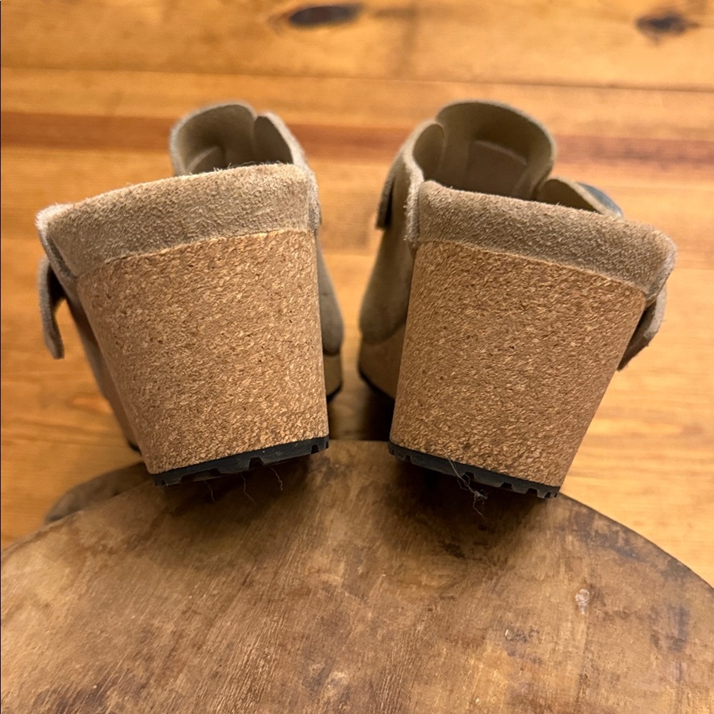 Tan wedge Suede Fanny Clogs with Buckle by papillo size 39 - Picture 3 of 9